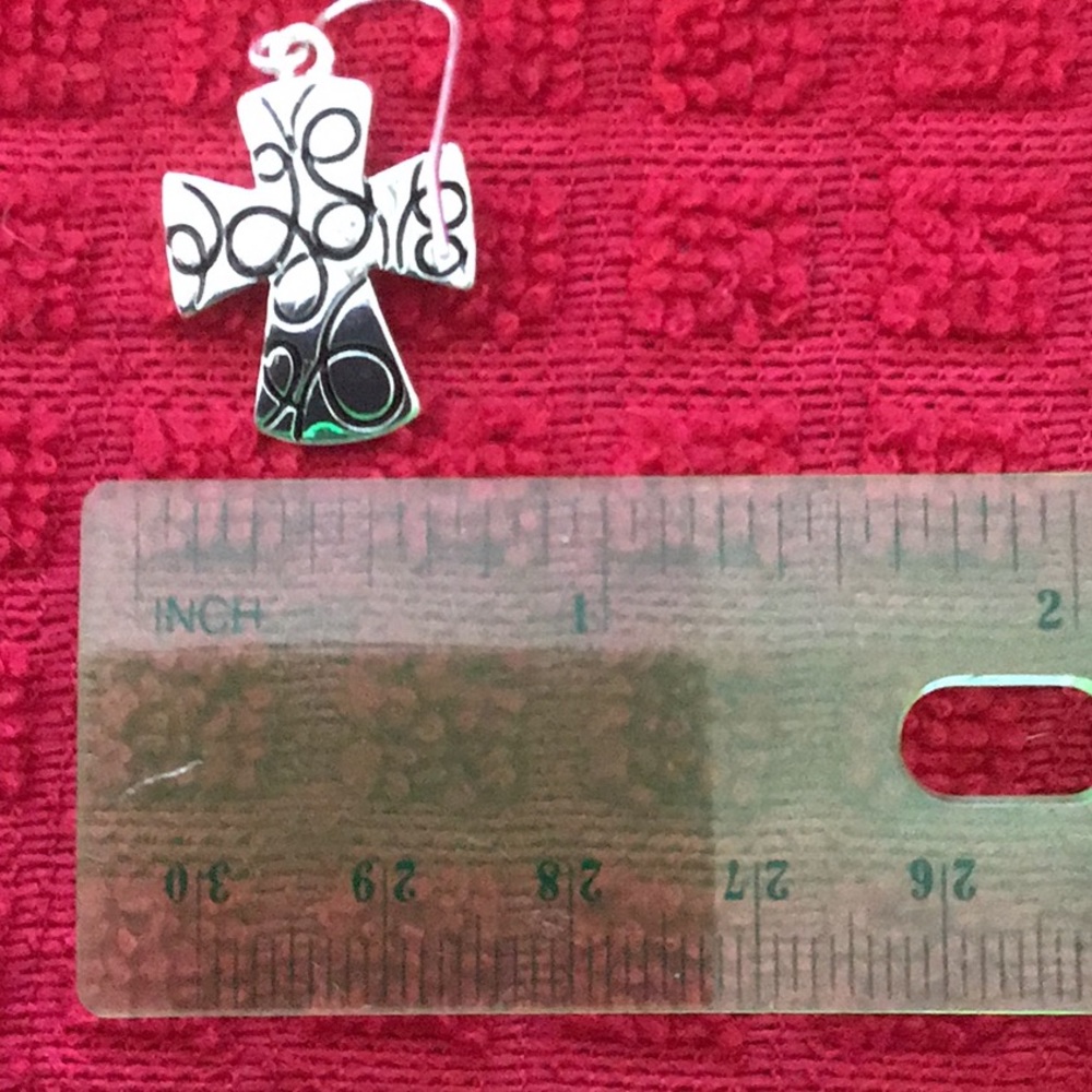 Silver Detailed Cross Earrings with Hook Backing - Picture 4 of 4